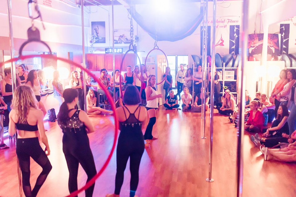 Having lots of fun at our Pole Studio open house event.